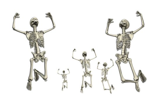 Some active skeletons that are jumping around.