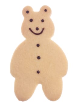 Isolated image of a bear shaped biscuit.
