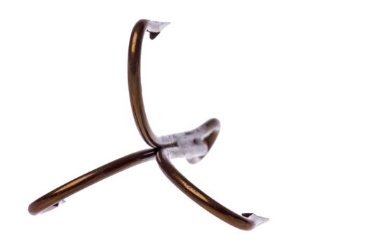 Isolated macro image of a treble fish hook.