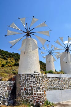 Travel photography: traditional wind mills in the Lassithi plateau, Crete.