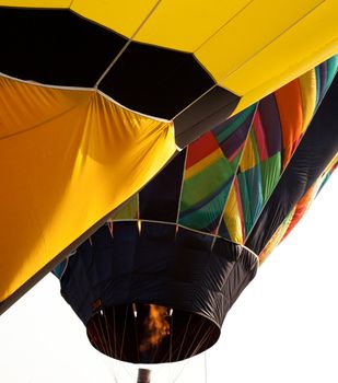 Hot flames being pumped into the core of a hot air balloon