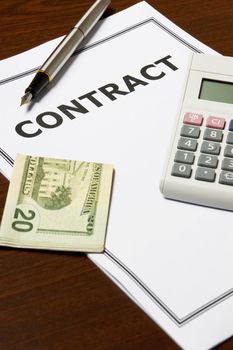Image of a contract on an office table.
