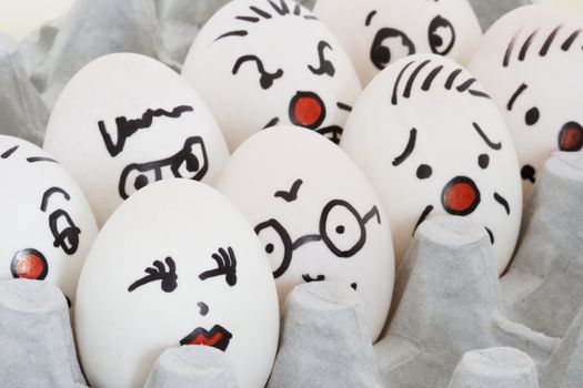 Image of face painted eggs.