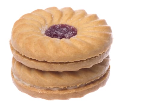 Isolated macro image of jam biscuits.