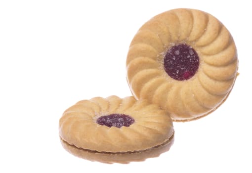 Isolated macro image of jam biscuits.