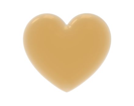 Golden heart isolated on white background, render