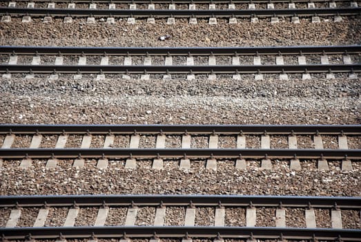 railroad on the ground in four rows