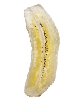 Isolated macro image of fried banana.