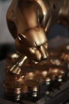 Luxury Golden Jaguar Figurine close up.