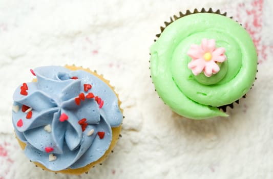 delicious cupcake on a table cloth