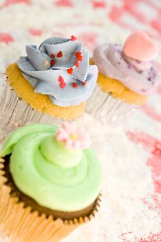 delicious cupcakes on wheat flour