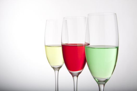 Colorful cocktails for a party or celebration served in a champagne glass