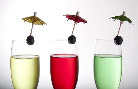 Colorful cocktails for a party or celebration served in a champagne glass