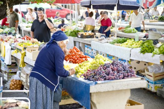 The Sunday vegetable market taken in Croatia