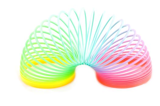 rainbow plastic spring toy isolated on white 