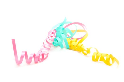 colorful present streamers isolated on white