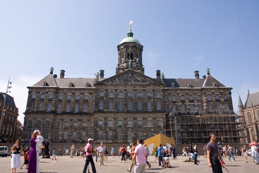 palice on the dam square in Amsterdam, the netherlands