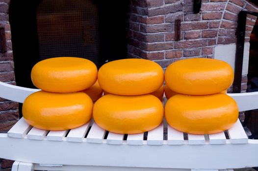 Dutch cheese on a white car , made in amsterdam