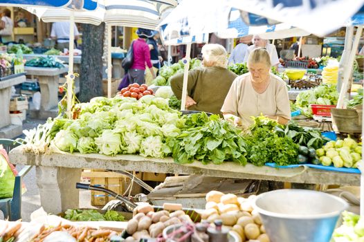 The Sunday vegetable market taken in Croatia