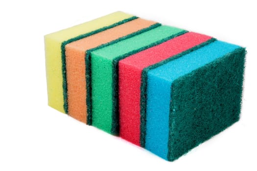 color sponges on white background