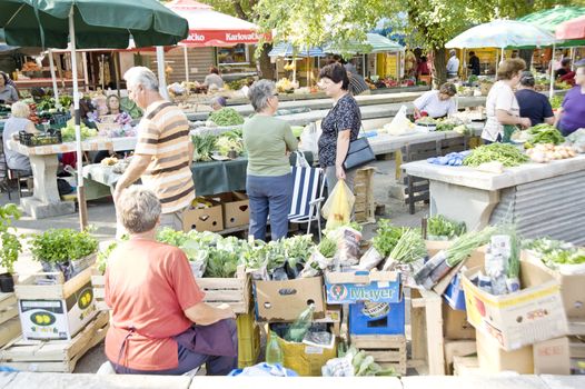 The Sunday vegetable market taken in Croatia