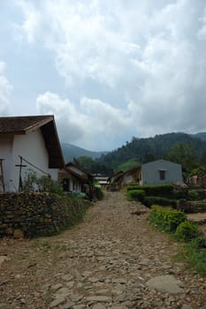 worker village in rancabolang tea plantation, west java-indonesia