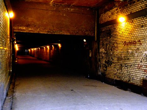 Underpass entry (pedestrian crossing under trackway). Photo was taken in Katowice (Poland). 