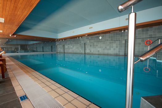 small empty indoor pool in a spa