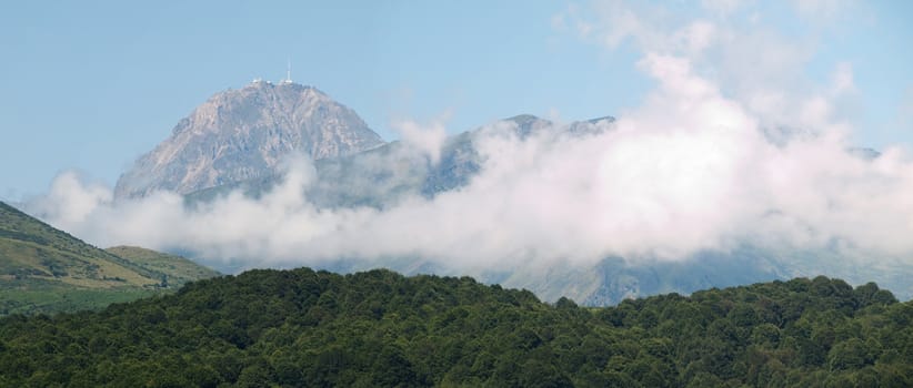 Panoramic view of the pic du midi observatory in the pyrenees view from North East