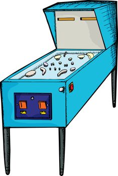 Illustration of a generic design pinball machine with blank skin