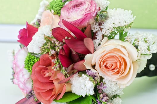 Wedding Bunch of flowers at white table