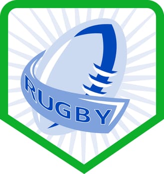 illustration of a rugby ball set inside shield