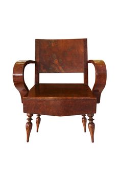 Old Wooden arm chair isolated on the white