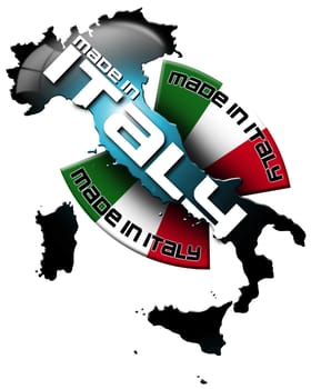 icon Made in Italy, with Italian territory and the Italian flag