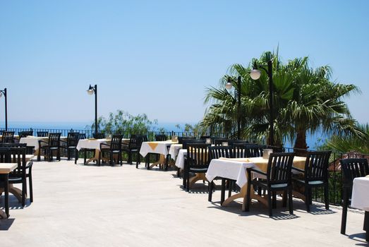 Empty Summer Cafe with the Sea View