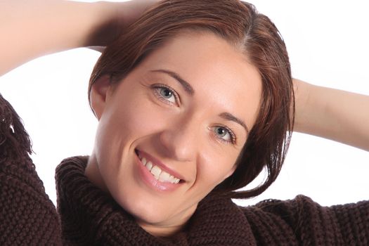 beautiful young a woman on white background