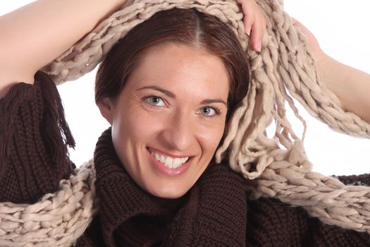 beautiful young a woman on white background