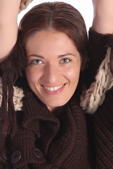 beautiful young a woman on white background