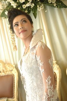 bride wearing traditional costume from west java-indonesia