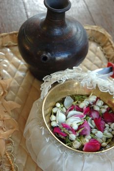 close up of jasmine bud that used in indonesian traditional wedding procession