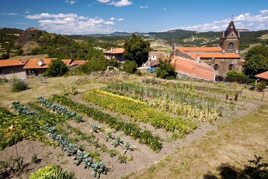 View from a hill on French countryside in summer