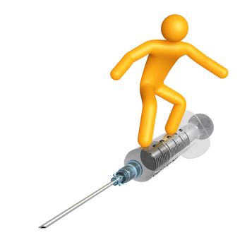 Stick figure on syringe (isolated)