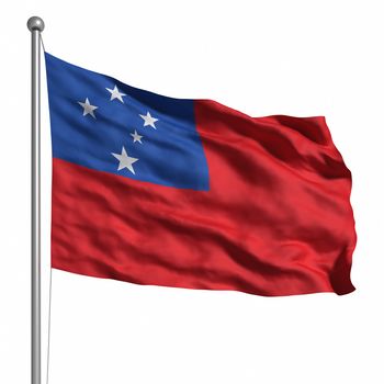Flag of Samoa. Rendered with fabric texture (visible at 100%). Clipping path included.