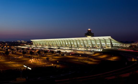 Dulles Airport, Virginia, USA: July 10, 2011: Washington Dulles International Airport as the sun rises at dawn.