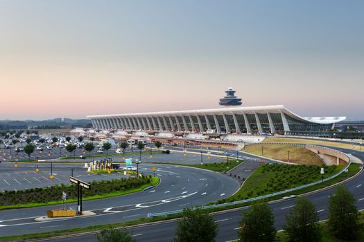 Dulles Airport, Virginia, USA: July 10, 2011: Washington Dulles International Airport as the sun rises at dawn.