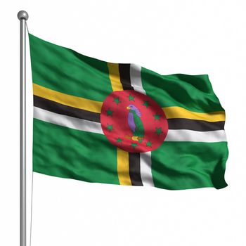 Flag of Dominica. Rendered with fabric texture (visible at 100%). Clipping path included.