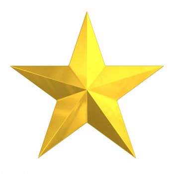 Brushed Gold Star isolated on white.