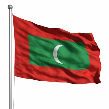 Flag of Maldives. Rendered with fabric texture (visible at 100%). Clipping path included.