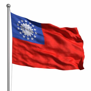 Flag of Myanmar (Burma). Rendered with fabric texture (visible at 100%). Clipping path included.