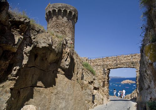 View of the Mediterranean Sea from a castle gate.